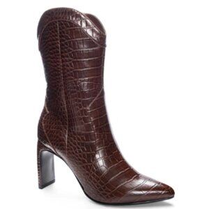 New CHINESE LAUNDRY Forester Western Boot In Dark Chocolate Brown Crocodile